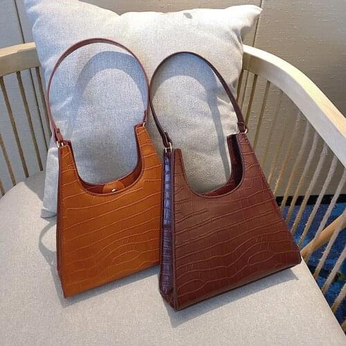 2020 Vintage Leather Crocodile Retro Shoulder Bags Women Luxury Handbags Ladies Phone Bags Designer Elegant Totes Bolsa Feminina