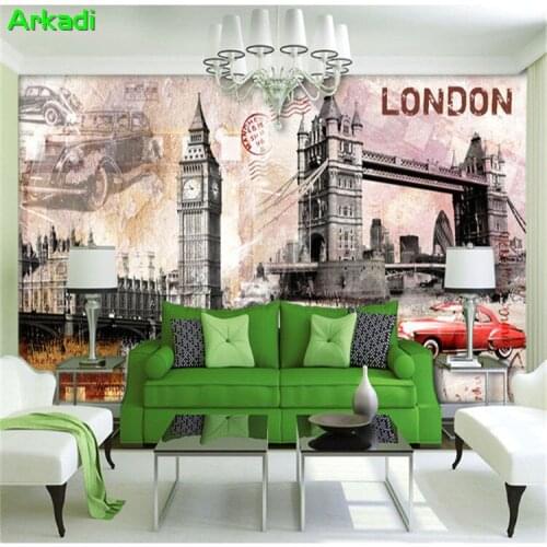 3d Retro Vintage European Architecture Ben Tower Bridge Bar Tooling Wall Creative Wallpaper Personalized Graffiti KTV Fresco