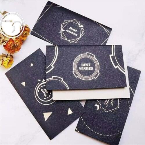 5 Set High-end Hot Stamping Greeting Card with Envelope Paper Envelopes Business Birthday Card Folding Invitations Postcard