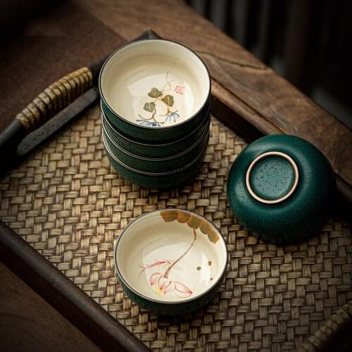 60ml Chinese Retro Style Hand Painted Ceramic Tea Cup Coffee Cup Chinese Handmade Porcelain Cups Tea Set