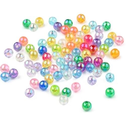 200pcs 5mm Mixed AB Color Round Transparent Acrylic Beads Round Spacer Loose Beads for Jewelry Bracelet Making