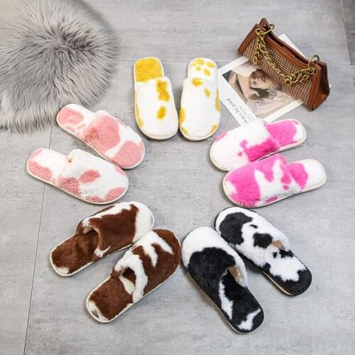 Ladies New Winter Couple Warm Plush Slippers for Home Non-slip Soft Bottom Indoor Cotton Slippers