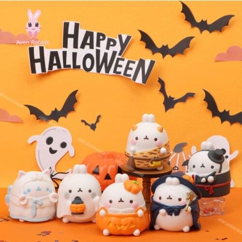 Blind Box Toys MOLANG Halloween Series Blind Box Guess Bag Blind Bag Toys Anime Figures Cute Model Doll Desktop Ornaments