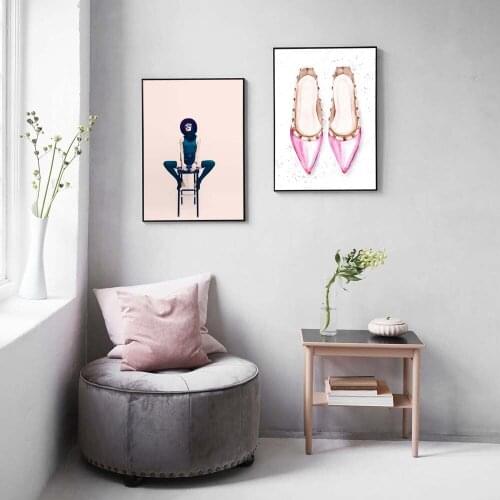 Cuadros Women Poster Pink Shoes Canvas Painting Wall Art Nordic Posters and Prints baby girl Modern Decor For Decoration Home