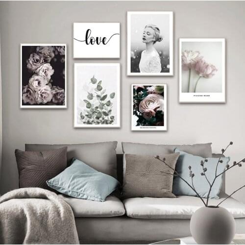 Nordic Figure Flowers Canvas Painting Quote Wall Art Pictures For Living Room Modern Home Decorative Prints On The Wall