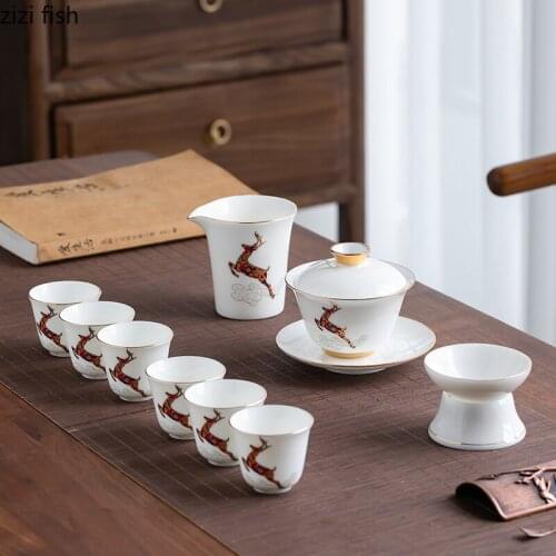 Ceramics Kung Fu Tea Set Tea Making Equipment Teaware Sets Tea Pot and Cup Set Tea Caddy Tea Box Storage Tank Decorative Jar