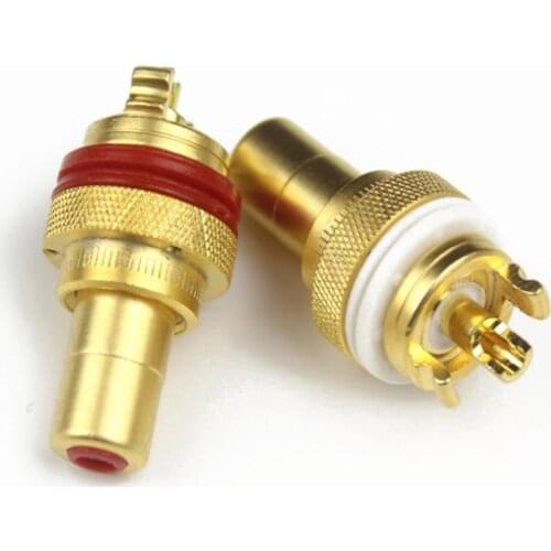 Red+White RCA Female Socket Chassis High Quality RCA CMC Female Connector Phono Copper Plug