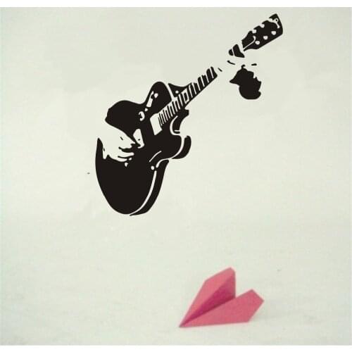 Creative 3D Guitar Shape Carved Wall Sticker For Kids Rooms Wall Decals Home Decor Bedroom Self-adhesive Music Art Mural Poster