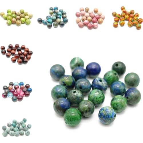 8mm Natural Stone Agates Tiger Eye Glass Jades Turquoises 20pcs Round Loose Spacer Beads for Jewelry Making Accessories