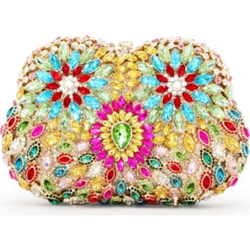 Hot Fashion Clutches Elegant Luxury Red Crystal Diamond Wallet Brand Wedding Purses Square Handbag Turquoise Toiletry Bags
