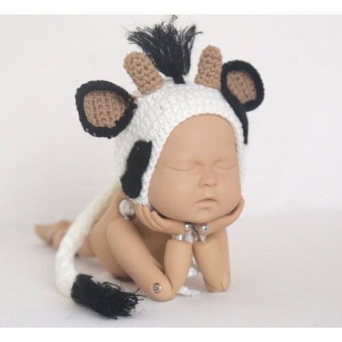 Cute Animal Hat Photography Props Knitted Baby Reindeer Hat Photo Prop Animal Bonnet Newborn Bonnet Photo Prop Baby Shower Gift