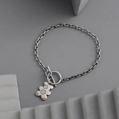Cartoon Biscuit Bear Pendant Bracelet for Women Simple Cool Trend Hand Jewelry Korean Couple Chain Style Retro New Fashion Girl