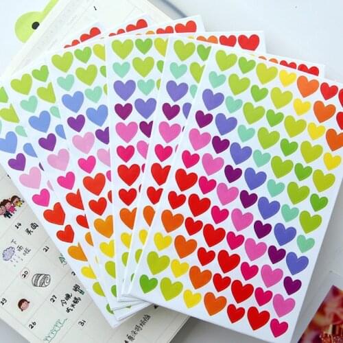 6pcs/lot Kawaii Colorful Paper Sticker Lovely Heart Stickers Kids Gift Stationery DIY Planner Diary Scrapbooking Label Sticker