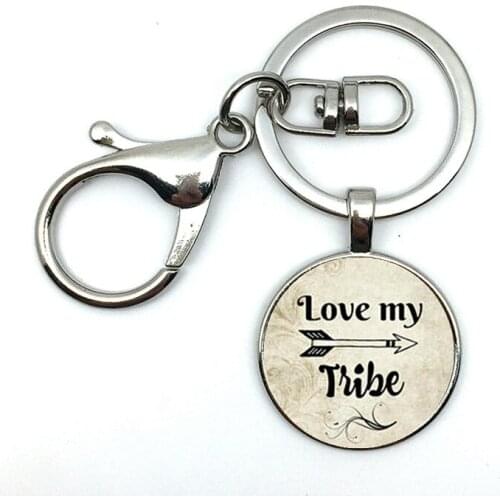 2019 new LOVE MY TRIBE Charm Alloy Pendant Glass Keychain, Moms Gift, Love My Tribal Keychain, Arrow Charm Tribe
