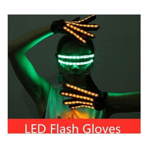 Charging led gloves Creative stage props Diamond in style Customizable color Club Bar KTV Atmosphere Gloves