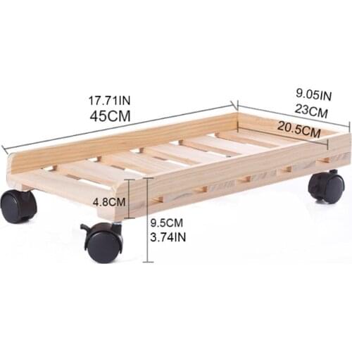 Solid wood CPU Stand Mobile Desktop Tower Computer Floor Stand Rolling Caster Wheels Universal PC Computer Holder Cart