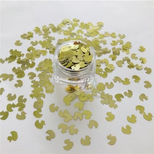 PrettyG 10g-200g Holographic Golden Color Duck Shaped Glitter Sequins for Art Craft Nail Makeup Decoration Accessories B0214