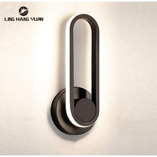 12w Simple Modern Led Wall Light Home 110v 220v Sconce Wall Lamp For Foyer Living room Bedroom Dining room Lamp Black&White Body