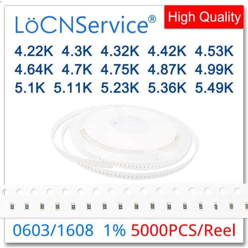 LoCNService 1206 1% 5000PCS 4.22K 4.3K 4.32K 4.42K 4.53K 4.64K 4.7K 4.75K 4.87K 4.99K 5.1K 5.11K 5.23K 5.36K 5.49K 3216 Resistor