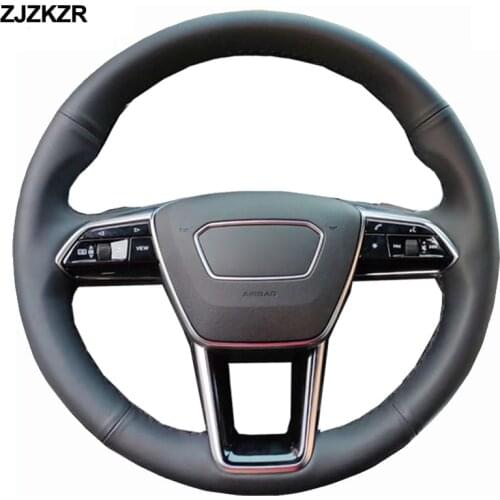 Hand Sew Car Steering Wheel Cover Wrap For Audi A6 (C8) Avant Allroad 2018 - 2020 2021 A7 S7 (K8) 2019-2021 Round steering wheel