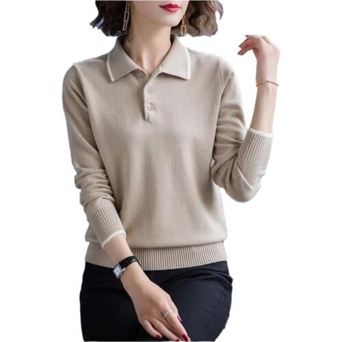 2020 Fashion Doll Collar Knitted Sweater Middle aged Women Autumn Winter Pullover Casual Top Plus Size Bottoming Sweaters KW214