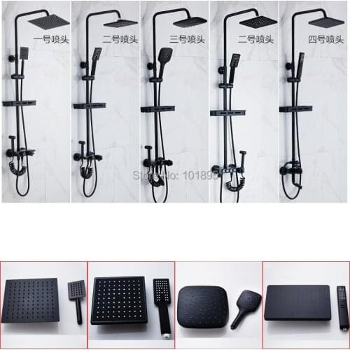 Cold & Hot Water Brass Material Black Color Thermostatic Shower Set