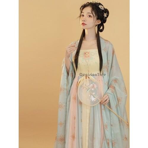 2021 traditional chinese style hanfu dress woman elegant ancient folk dance costume ancient oriental hanfu performance costume
