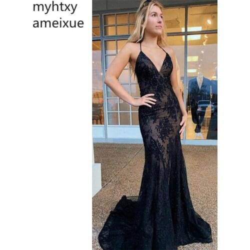 2019 Sexy Evening Dress Mermaid Formal Prom Party Dresses SweepTrain Backless Lace Up Evening Gown Custom Made Plus Size Robe