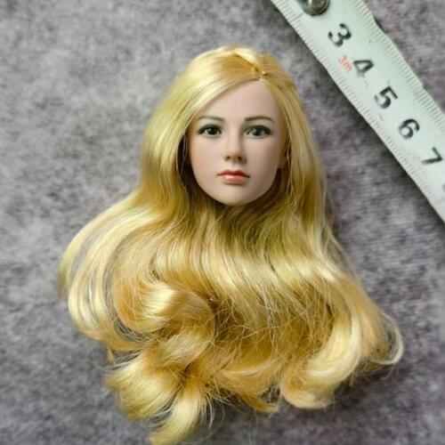 1/6 Girl Head Sculpt Long Blonde Similar to Valkyrie for 12" Female Action Figure Body In Stock