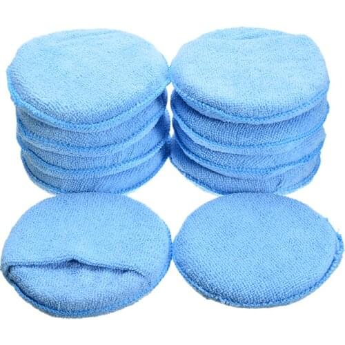 10Pcs Microfiber Polishing Pad 5 Inch Reusable Soft Removing Wax Buffer Pads Microfiber Wax Pads With Sponges for Car Polishing