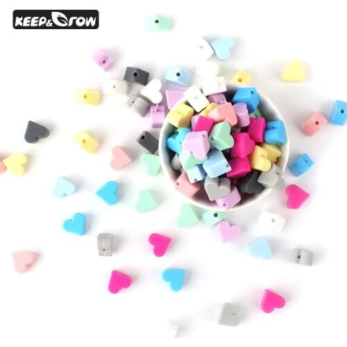 100pcs 14mm Heart Silicone Beads Baby Teething Beads Food Grade Silicone Beads Teethers DIY Pacifier Accessories Baby Products