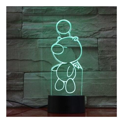 2019 Baby cute Bear Hold Love Balloon 3D USB LED Lamp Table Night Light Home Room Decor Kids Toy Christmas Gift 1896