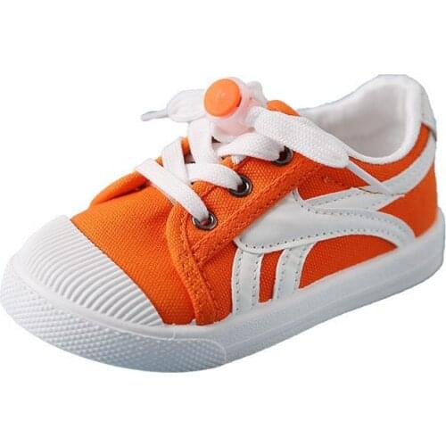 2021 Four Seasons New Childrens Canvas Shoes Boys Causal Flats Girls Cloth Shoes Pedal 21-30 All-match Fashion Color Student