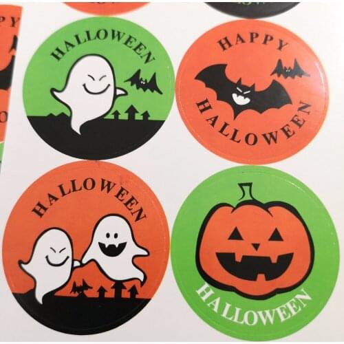 240pcs 35mm Happy Haloween PUMPKIN GHOST BAT Self-adhesive paper sticker for festival decoration, Item No. FE14