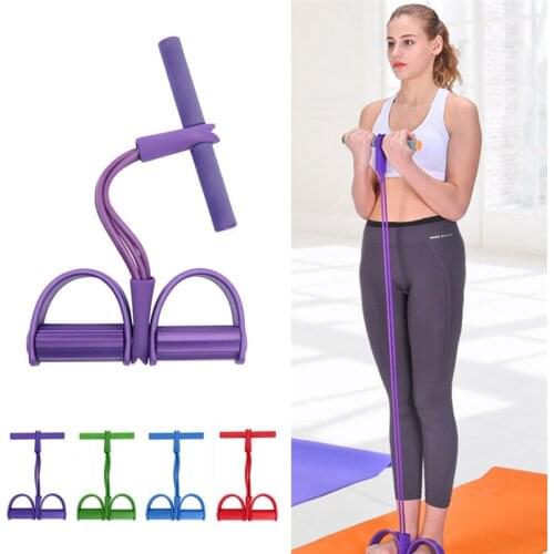 4 tube pedal fitness rope Resistance Bands Latex Pedal Exerciser Sit-up Pull Rope Expander Elastic Bands Yoga equipment ZUZI