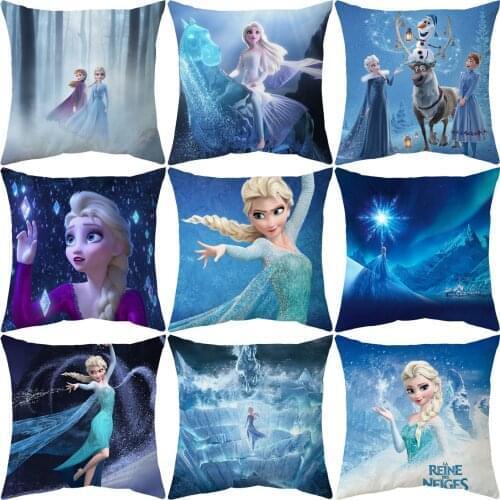 45*45cm Disney Frozen Anna Figures Pillowcase Cartoon Anime Printing Cushion Cover Plush Soft Pillowcase Home Decoration Gifts