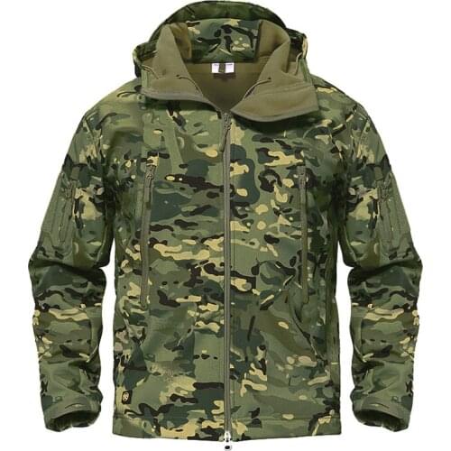Army Camouflage Mens Shark Skin Jacket Military Tactical Combat Outdoor Camping Hunting Male Waterproof Soft Shell Clothes