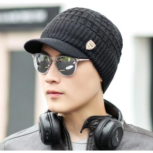 2019 autumn and winter new knitted baseball cap male outdoor windproof cap plus velvet thick warm hat