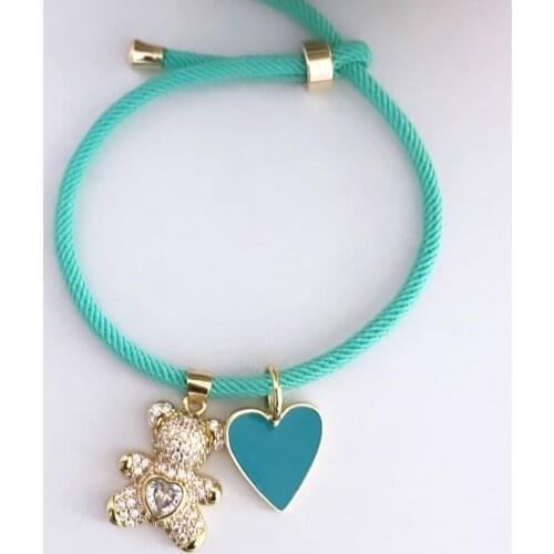 5Pcs Graceful blue macrame bracelet, cute animal shaped pendant charm bracelet for summer