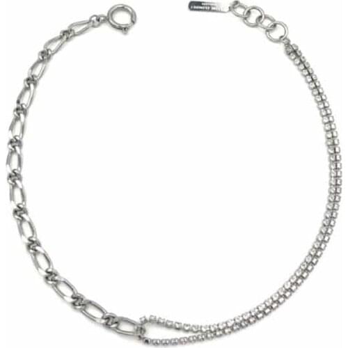 European and American Jewelry Silver personality Cross Crystal chain metal wind short necklace female clavicle chain