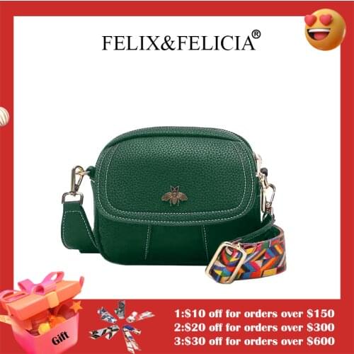 FELIX&FELICIA Factory Brand Wide Shoulder Strap Zipper Fashion Women Bags High Quality Pu Leather Crossbody Small Shoulder Bag