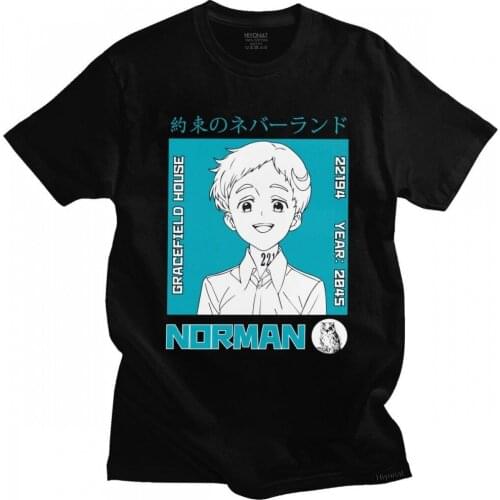 Gorgeous Tshirt Men Fashion Manga The Promise Neverland T Shirt Short Sleeved Soft Cotton T-shirt Casual Norman Japan Anime Tee