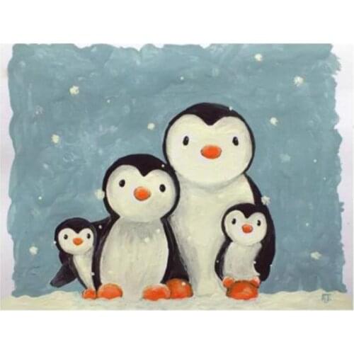 Full Square/Round Drill 5D DIY Animal Penguin Family Embroidery Cross Stitch Mosaic Picture Rhinestone Diamond Painting FC585