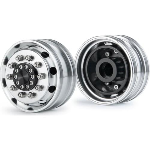 2Pcs Metal Front Wheel Hub Wheel Rim 10 Spoke for 1/14 Tamiya Trailer Tractor Truck RC Crawler Car Upgrade Parts