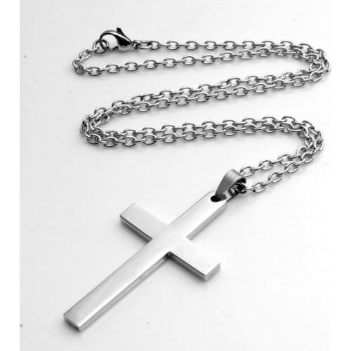 Fashion Simple Cross Pendant Color Stainless Steel Multi Sizes Religeous Jesus Cross Pendant Necklace Jewelry For Men Women