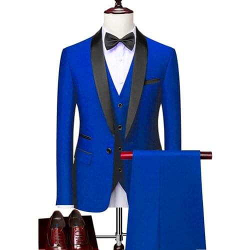 Men Autumn Wedding Party Three Pieces Jacket Trousers Set Large Size 5XL 6XL Male Blazer Coat Pants Vest Fashion Slim Fit Suit