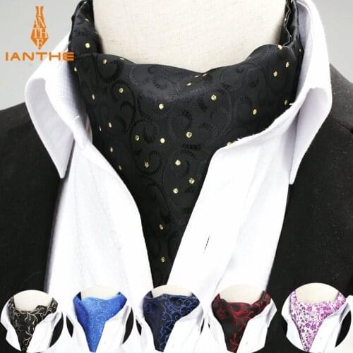 2018 Brand New Polyester Jacquard Mens Vintage Floral Jacquard Mens Cravats Novelty Wedding Slim Ascot Tie For Men Neckties Tie