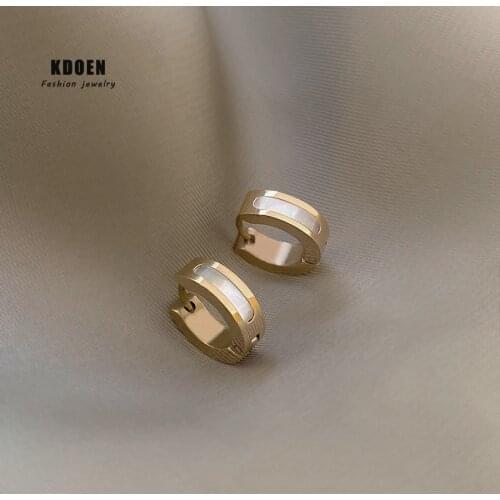 2021 New Minimalist Shell Gold Titanium Steel Earrings For Woman Fashion Korean Jewelry Party Girls Temperament Simple Earrings