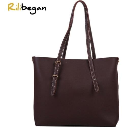 New Solid PU Leather Shoulder Bag Women Large Capacity Fashion Handle Handbags Women Bags Classic Causal Tote Bags for Women