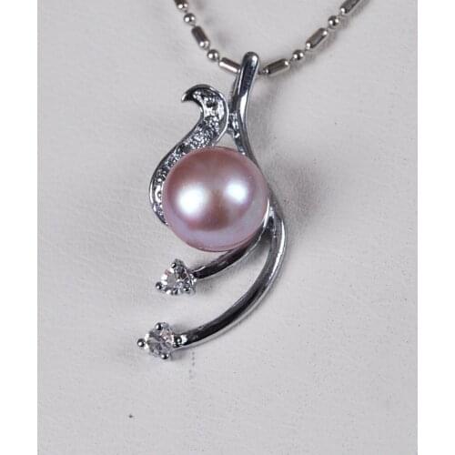 FREE shipping> >>>> 10-11mm Lavender Akoya Cultured Pearl Pendant Necklace 17" AAA Grade